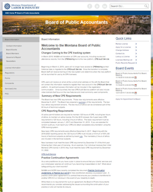 Montana Board of Public Accountants