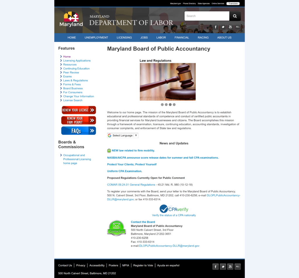 Maryland Board of Public Accountancy